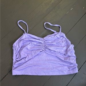 front ruched purple top